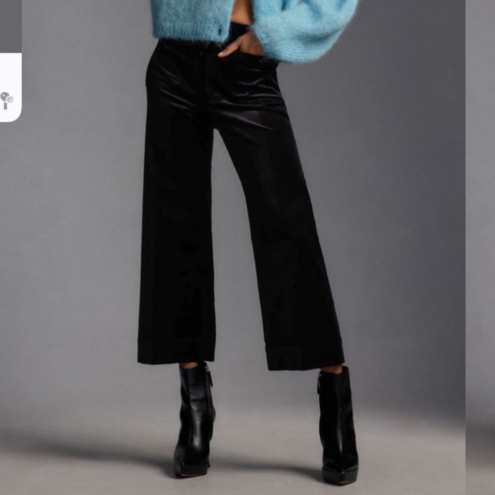 Maeve Colette Cropped Wide-Leg Velvet Pants